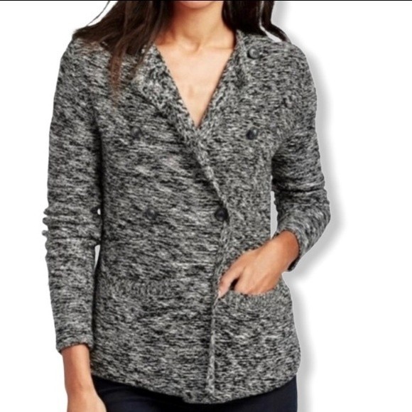 Lucky Brand Sweater Jacket Cardigan Marled Yarn black and white double breasted - Picture 12 of 12